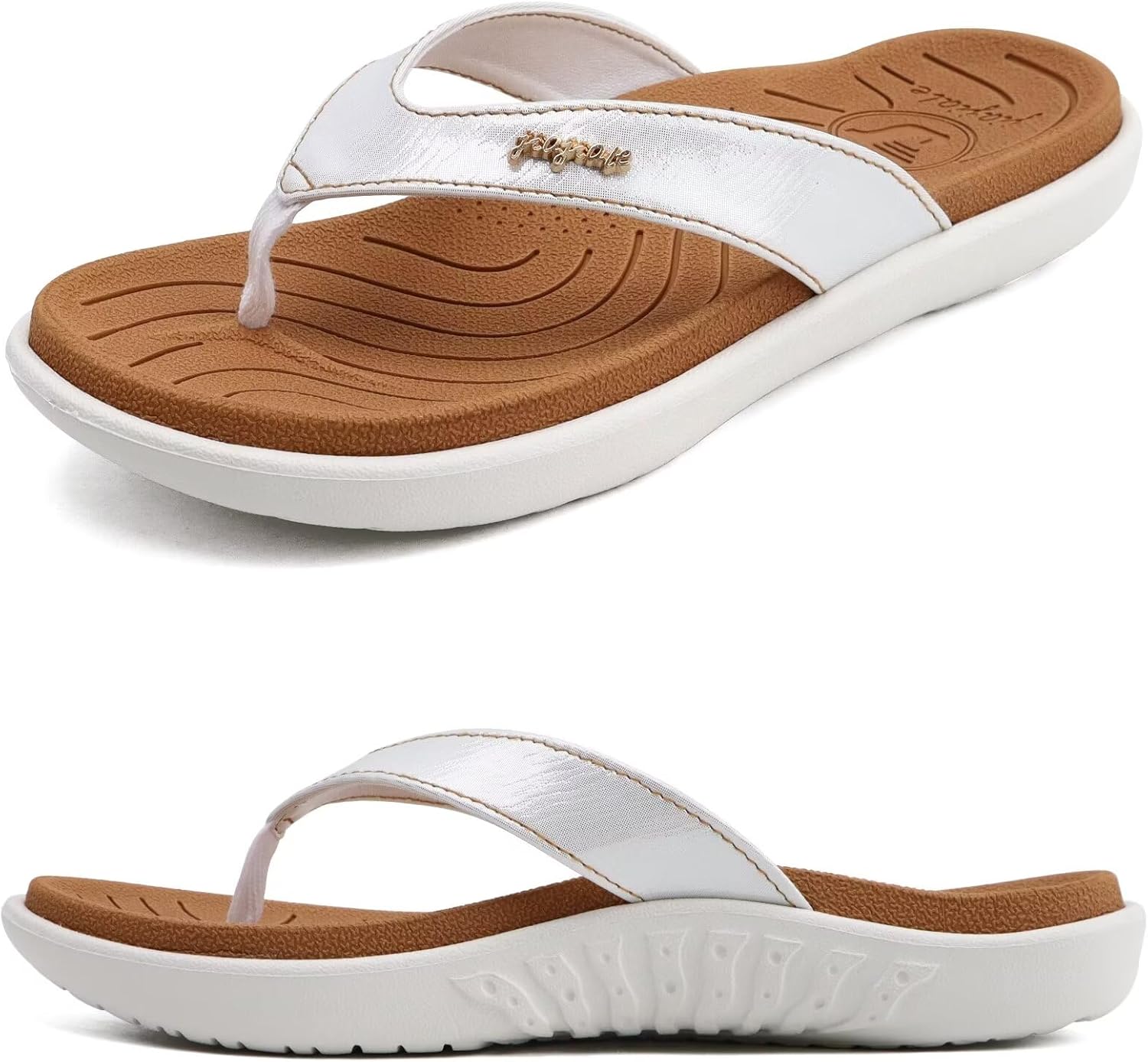 jiajiale Womens Fashion Orthotic Flip Flops Ladies Slip On Lightweight Comfortab...