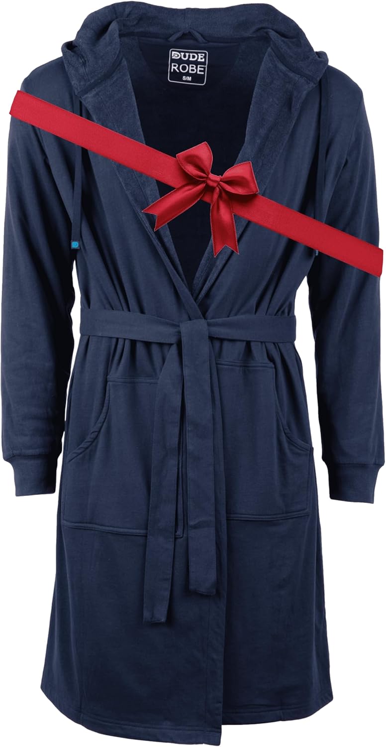 DudeRobe Men’s Hooded Bathrobe with Pockets, From Shark Tank, Soft, Comfy & Abso...