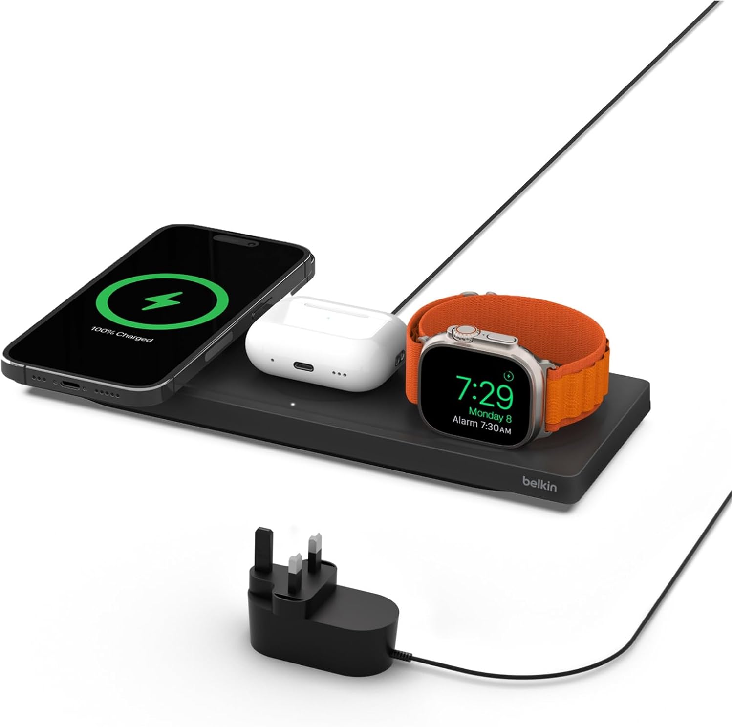 Belkin MagSafe Charger, 3 in 1 wireless charging station, MFi Certified Travel P...