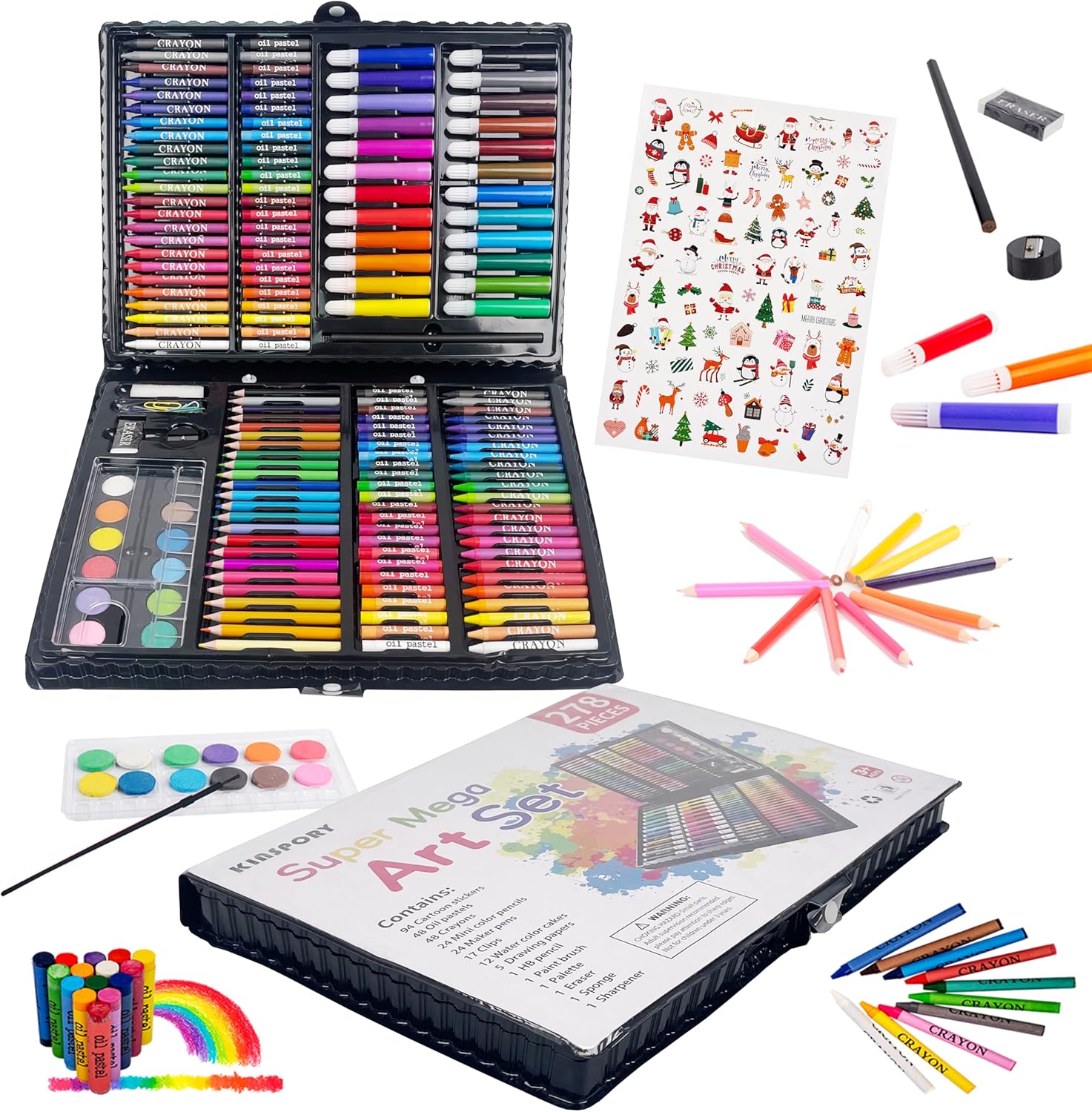 KINSPORY 278 PCS Art Set for Kids, Art Supplies Art Kits for Kids, Deluxe Painti...