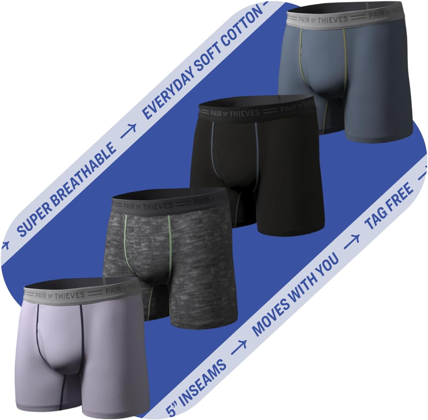 Pair of Thieves Men’s Boxer Briefs - Soft, Breathable Cotton Underwear - 4-Way S...