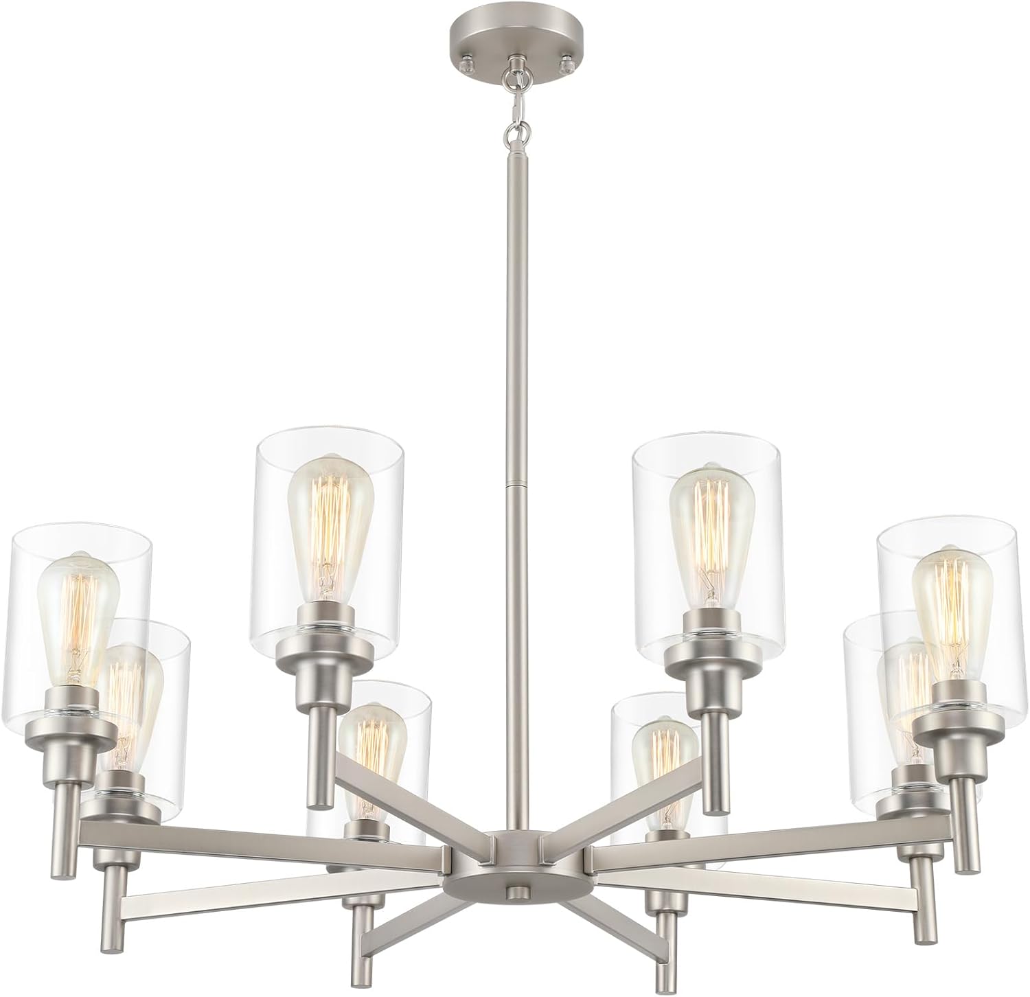 Brushed Nickel Chandeliers for Dining Room Light Fixture Over Table, 8 Lights Fa...