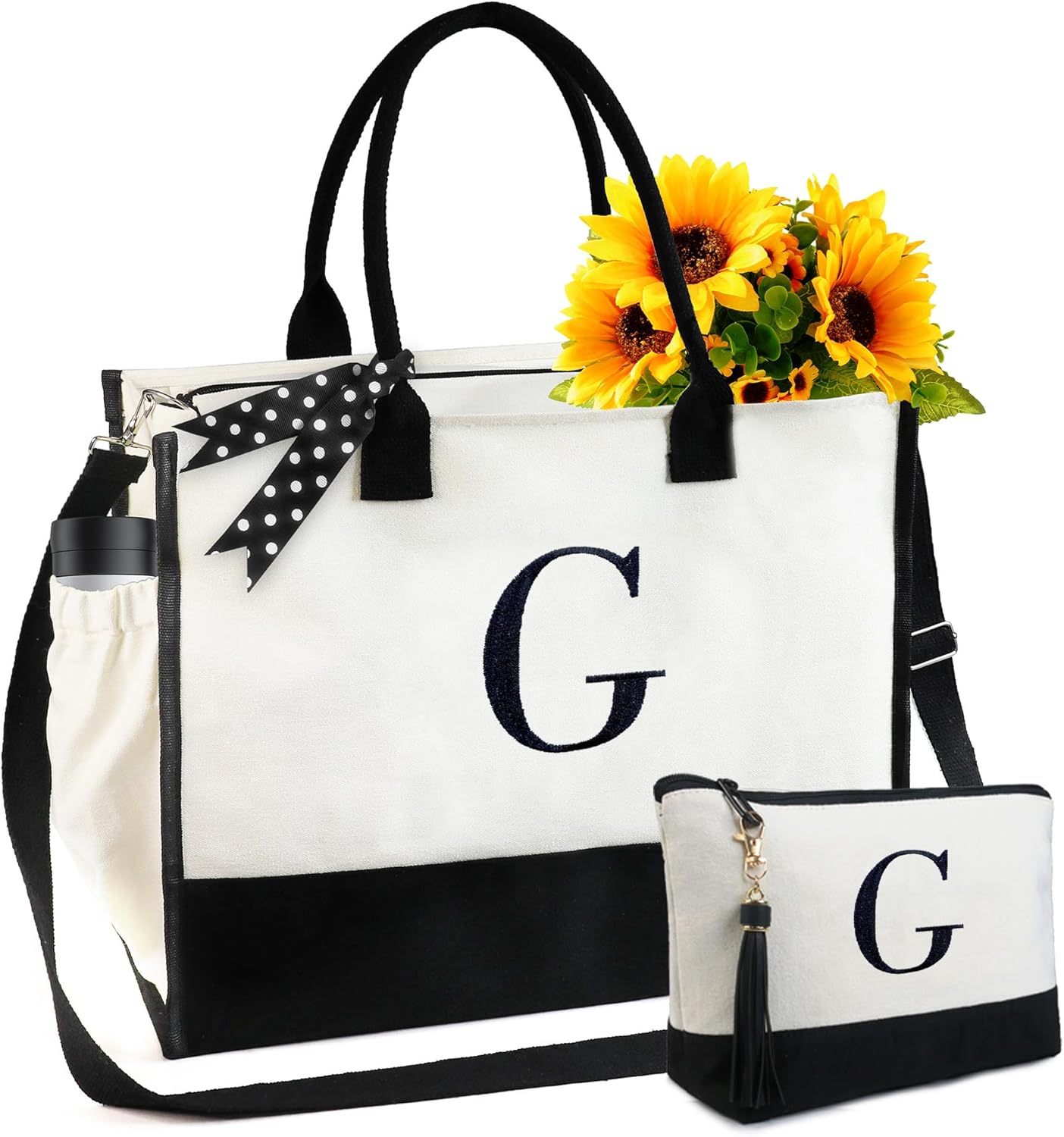 BeeGreen Christmas Gifts for Women Canvas/Jute Tote Bag w Zipper & Adjustable St...