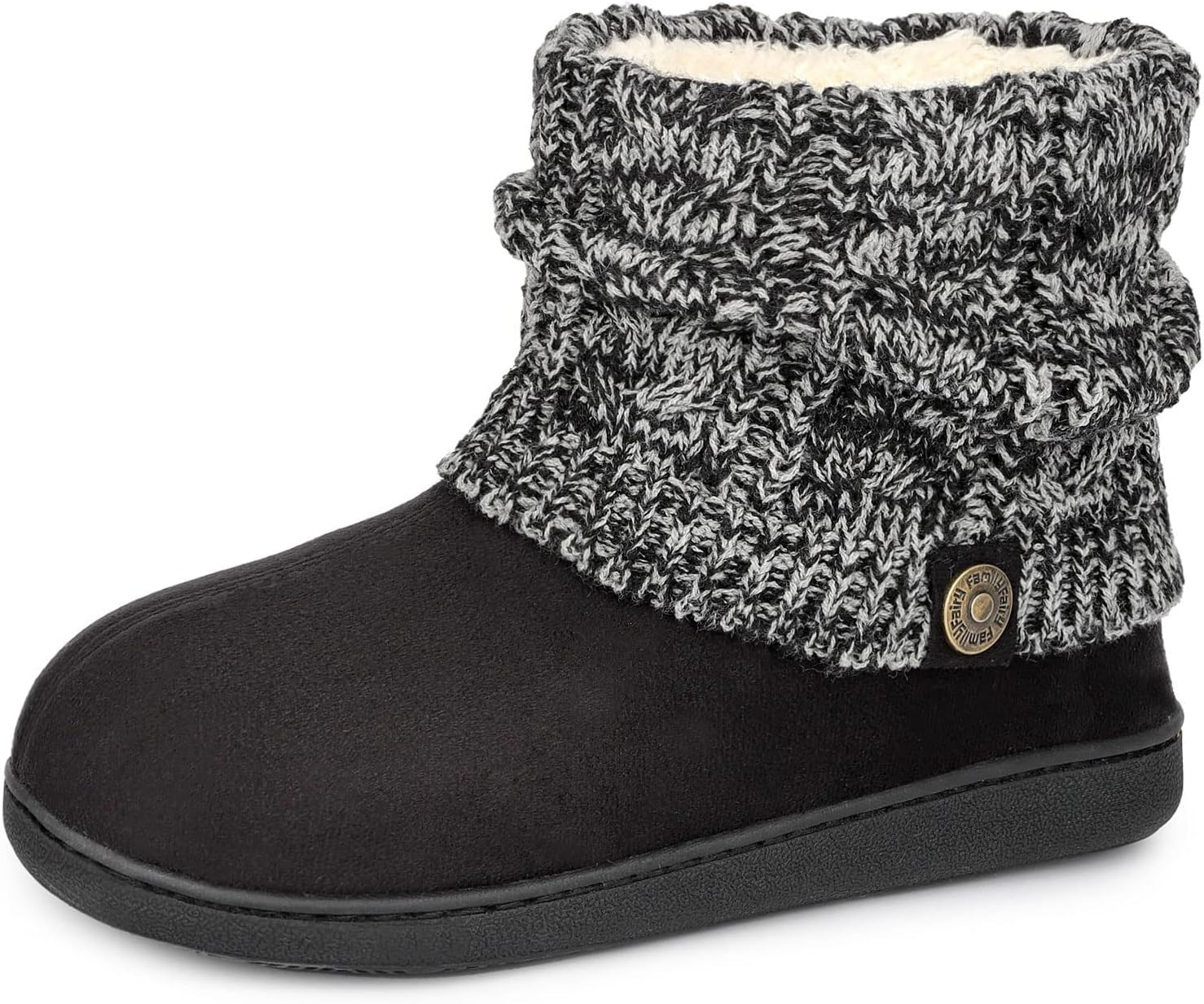 FamilyFairy Women's Woolen Yarn Knit Bootie Slippers Comfy Warm Plush Fleece Mem...