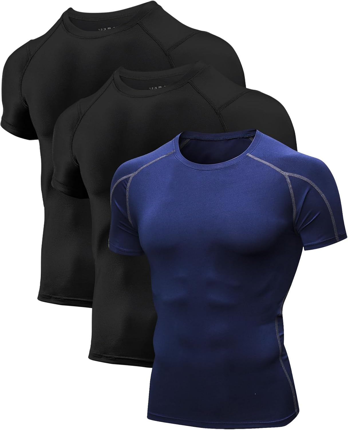 Niksa Men's Compression Shirts 3/5 Pack,Short Sleeve Athletic Compression Tops C...