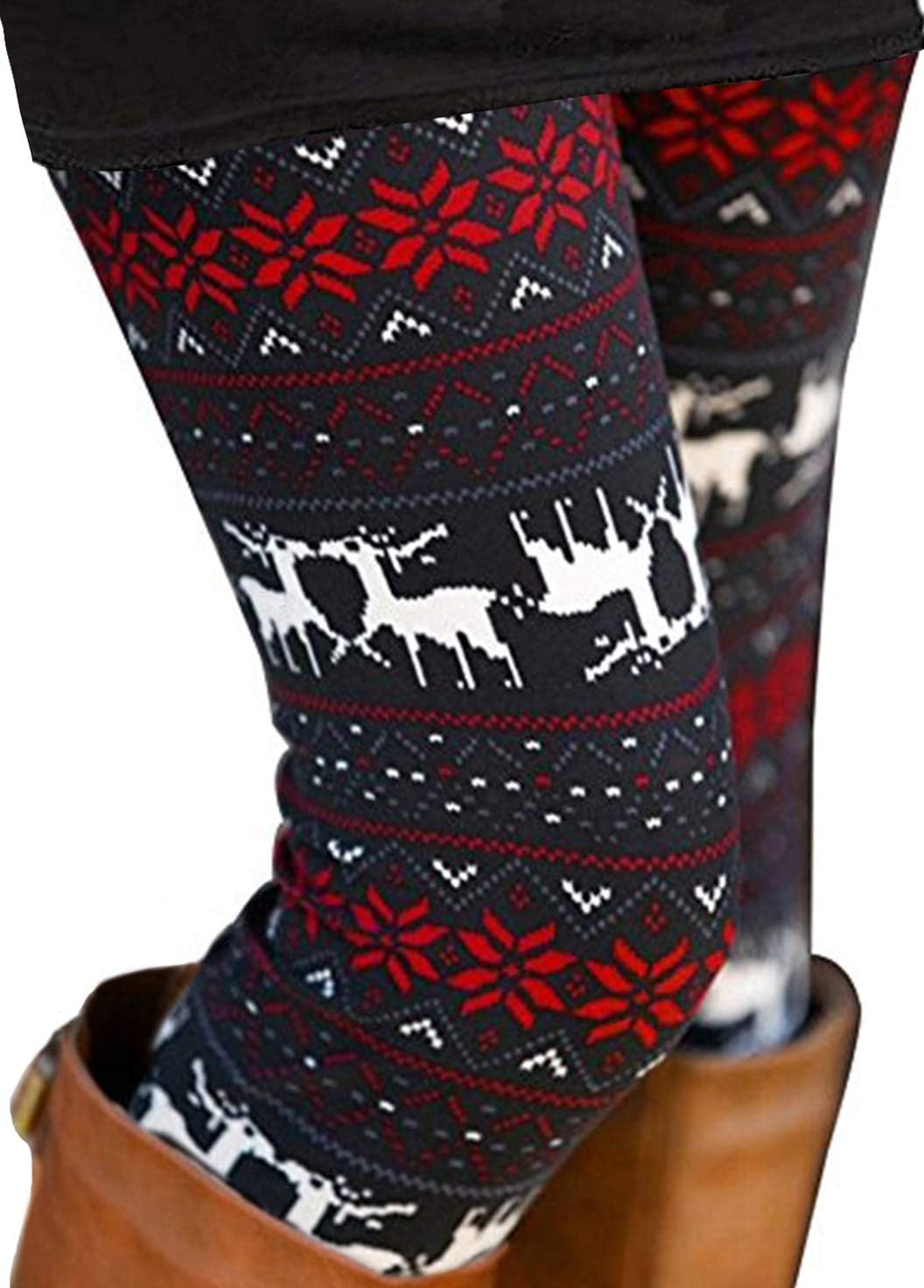 Uaderize Womens Ultra Soft Brushed Christmas Day Leggings Pants Ankle Length Bla...