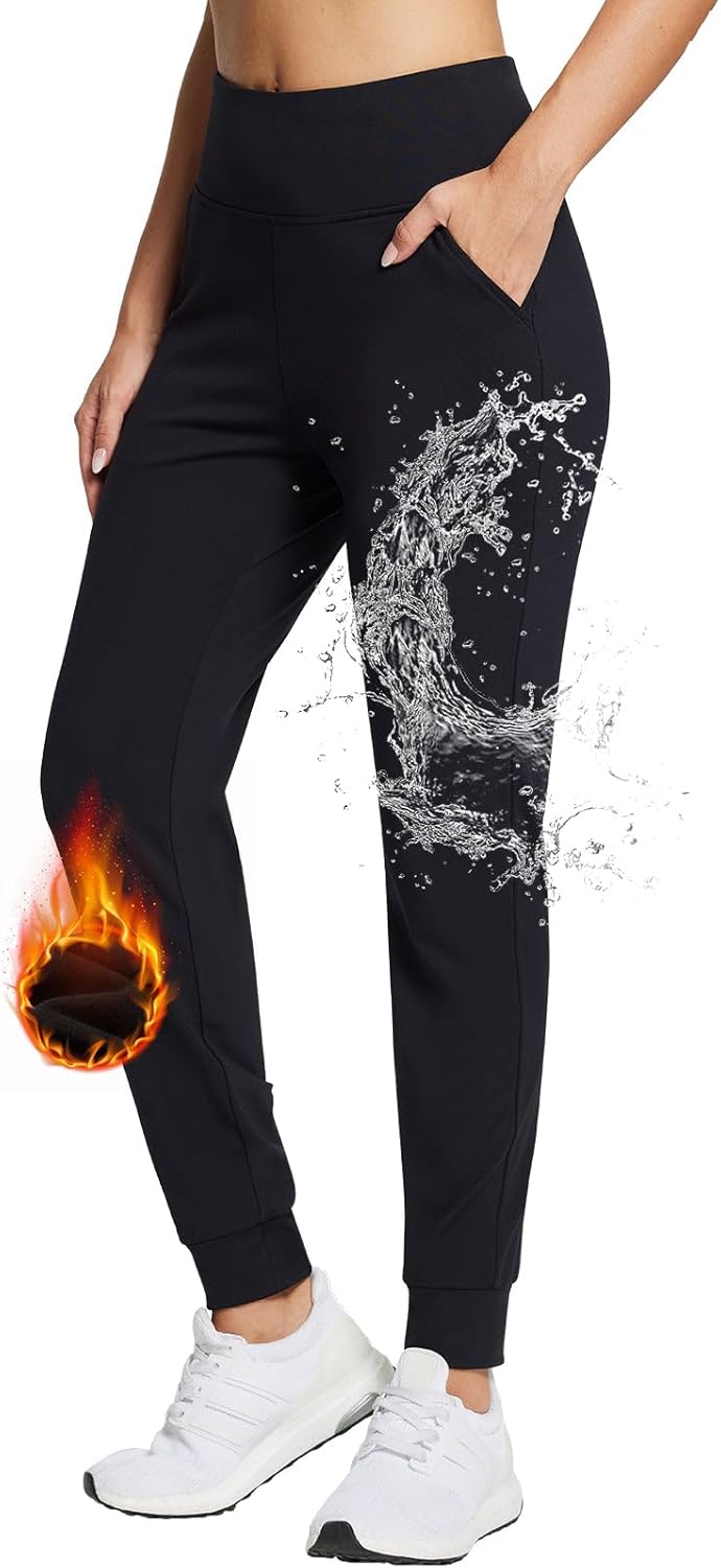 BALEAF Women's Fleece Lined Joggers Water Resistant Thermal Hiking Pants Sweatpa...