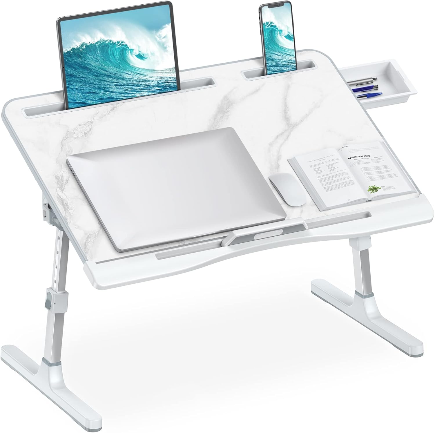 Laptop Bed Desk, Adjustable Laptop Lap Desk with Drawer, X-Large Foldable Laptop...