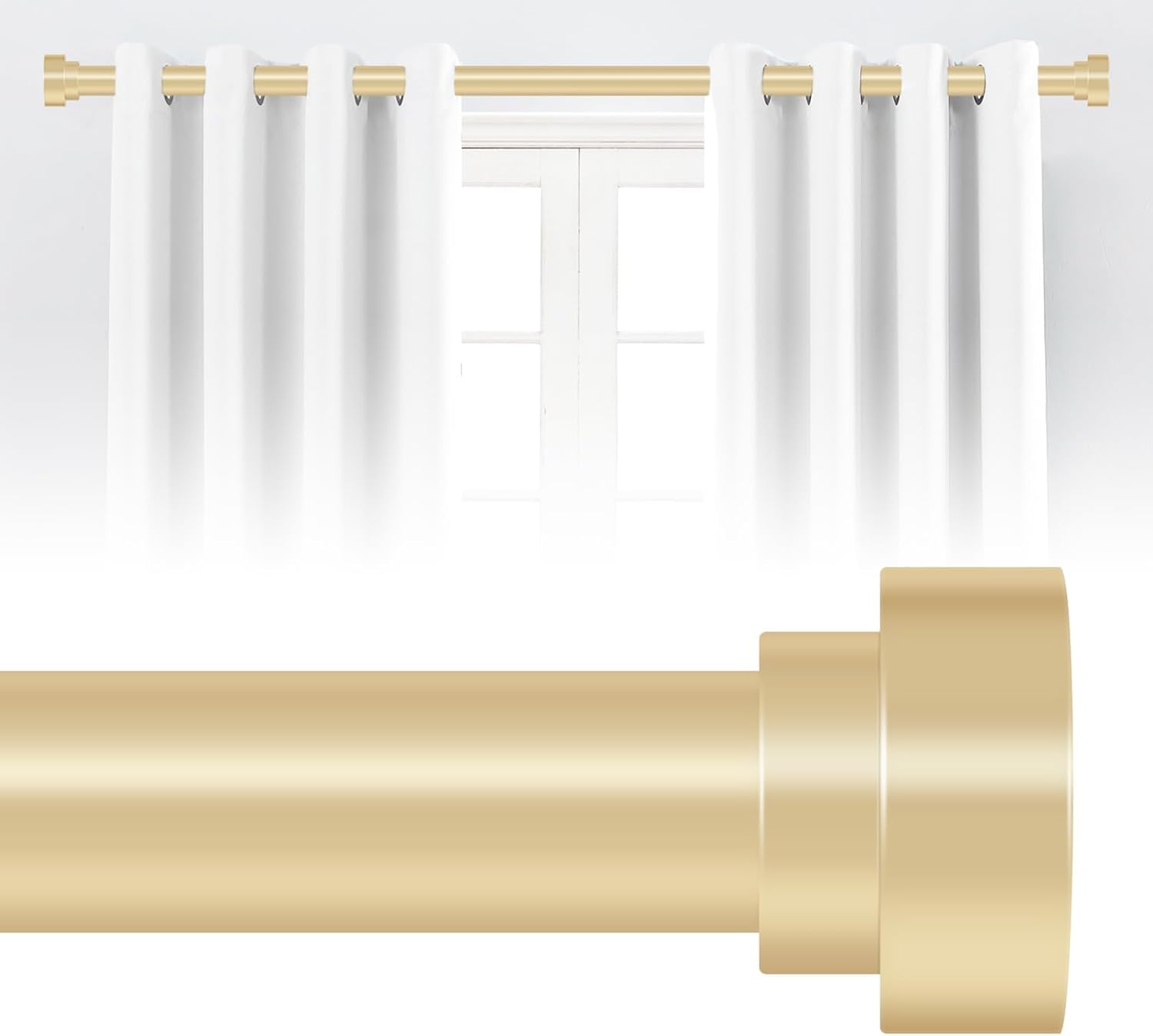 HEI! DEAR Gold Curtain Rods for Windows 72 to 144 Inch(6-12ft),1 Inch Heavy Duty...