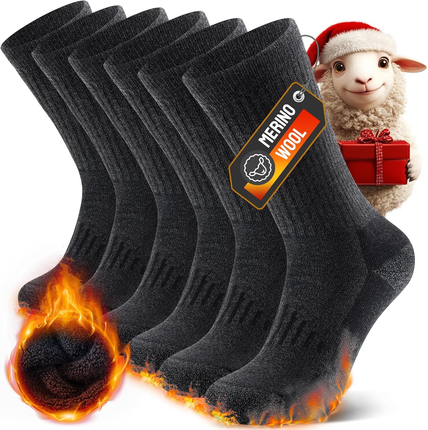 TIBISI Thermal Mens Socks Women,Merino Wool Socks,Warm Winter Thick Socks,Work S...