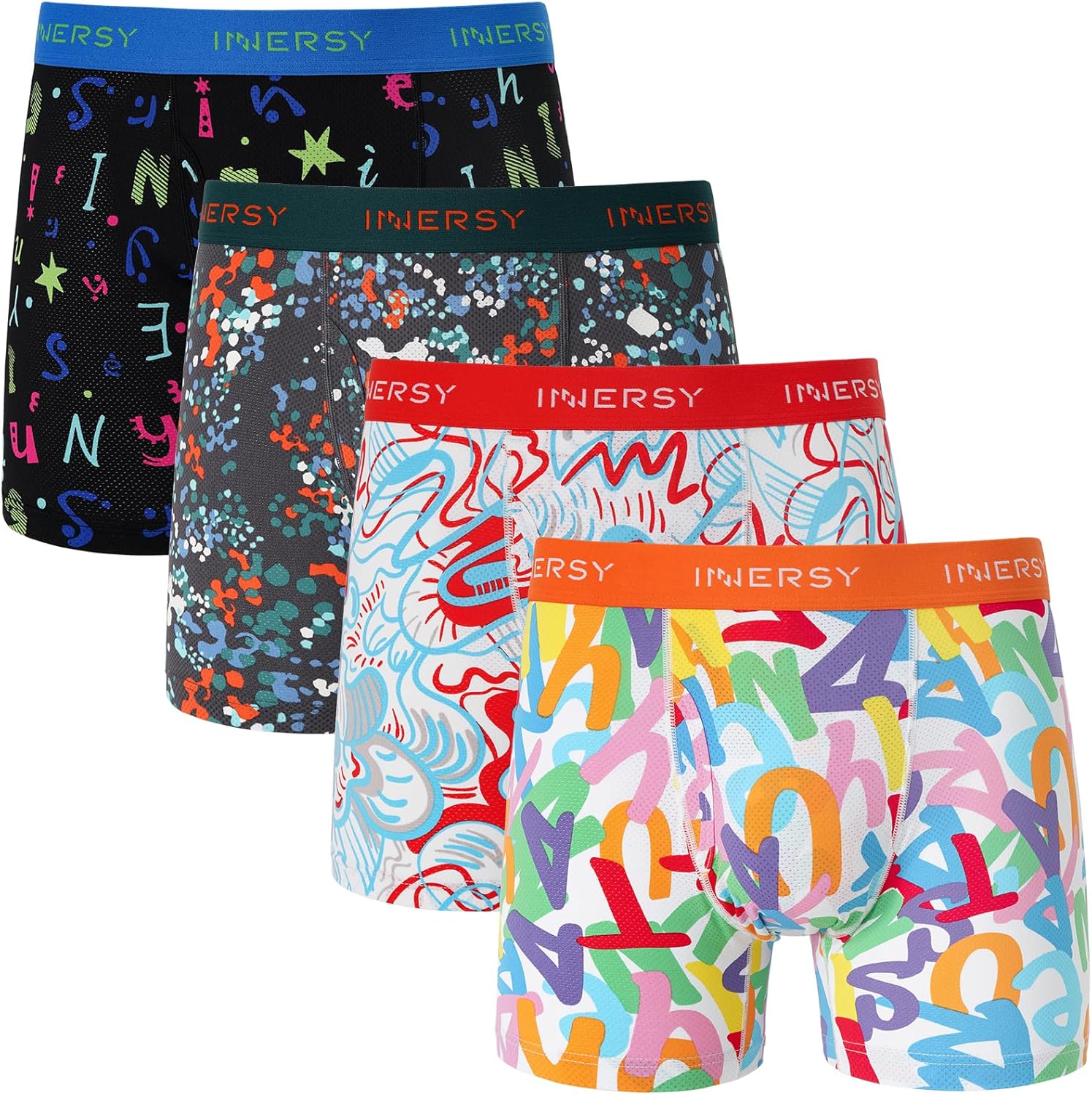 INNERSY Men's Mesh Boxer Briefs Cooling Breathable Sports Underwear W/Fly 4-Pack...