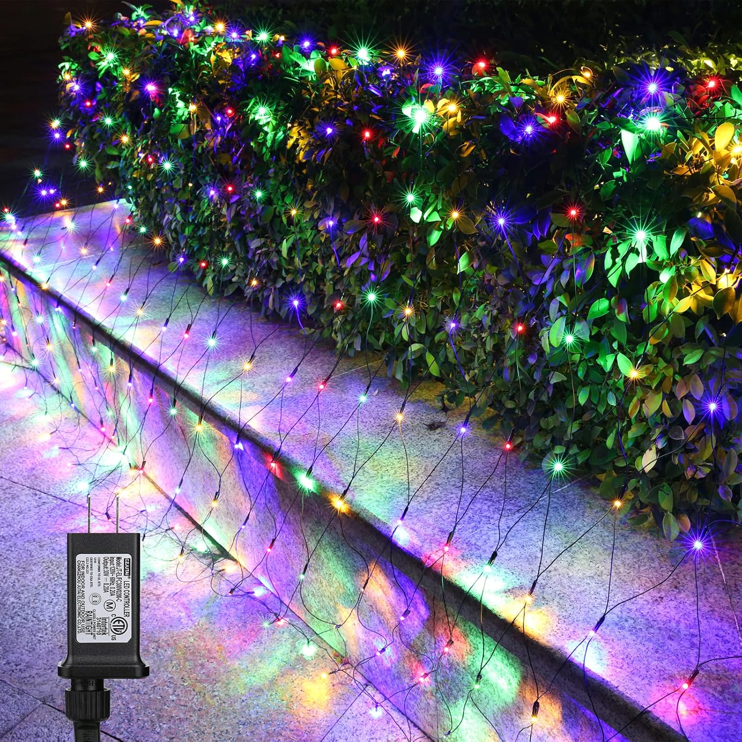 LYHOPE 12ft x 5ft 360 LED Christmas Net Lights, 8 Modes Low Voltage Green Wire M...