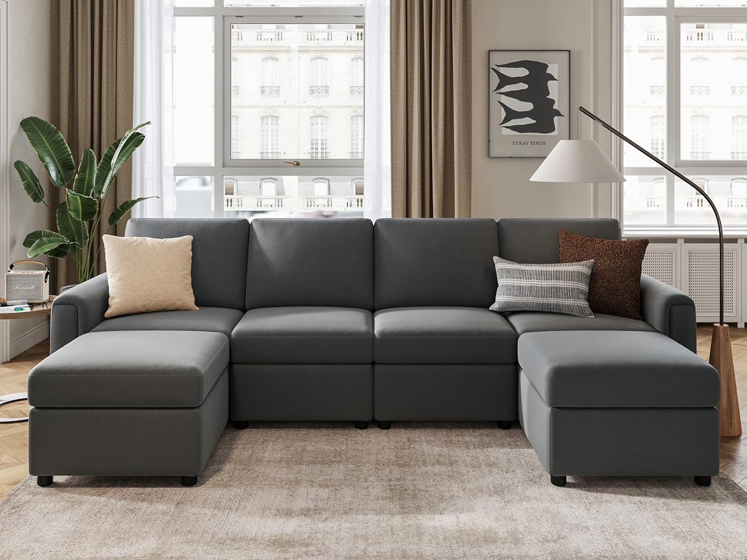 LINSY HOME Modular Sectional Sofa, Convertible U Shaped Sofa Couch with Storage,...