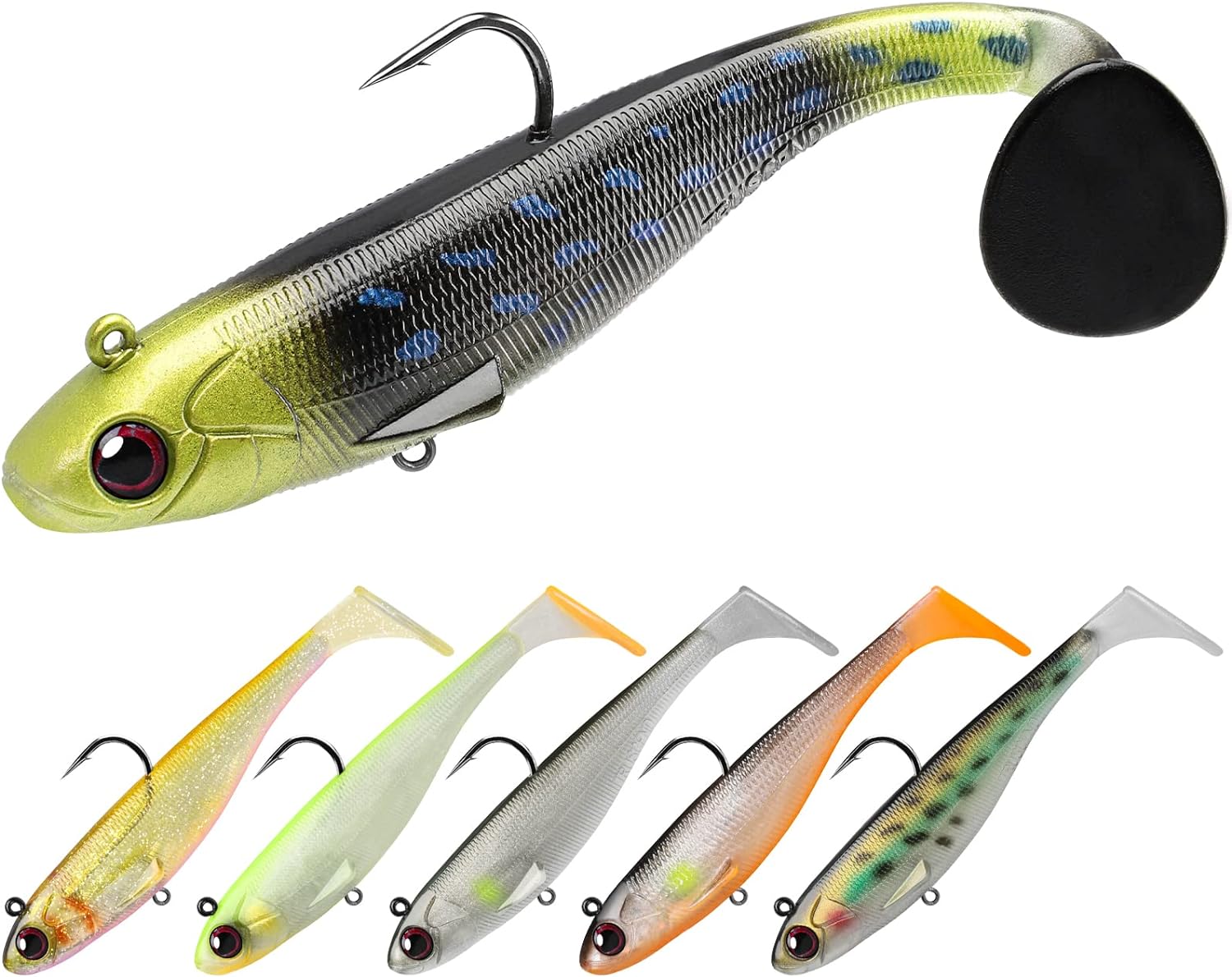 TRUSCEND Pre-Rigged Soft Fishing Lures, Great Action Swimbait with Spinner, Well...