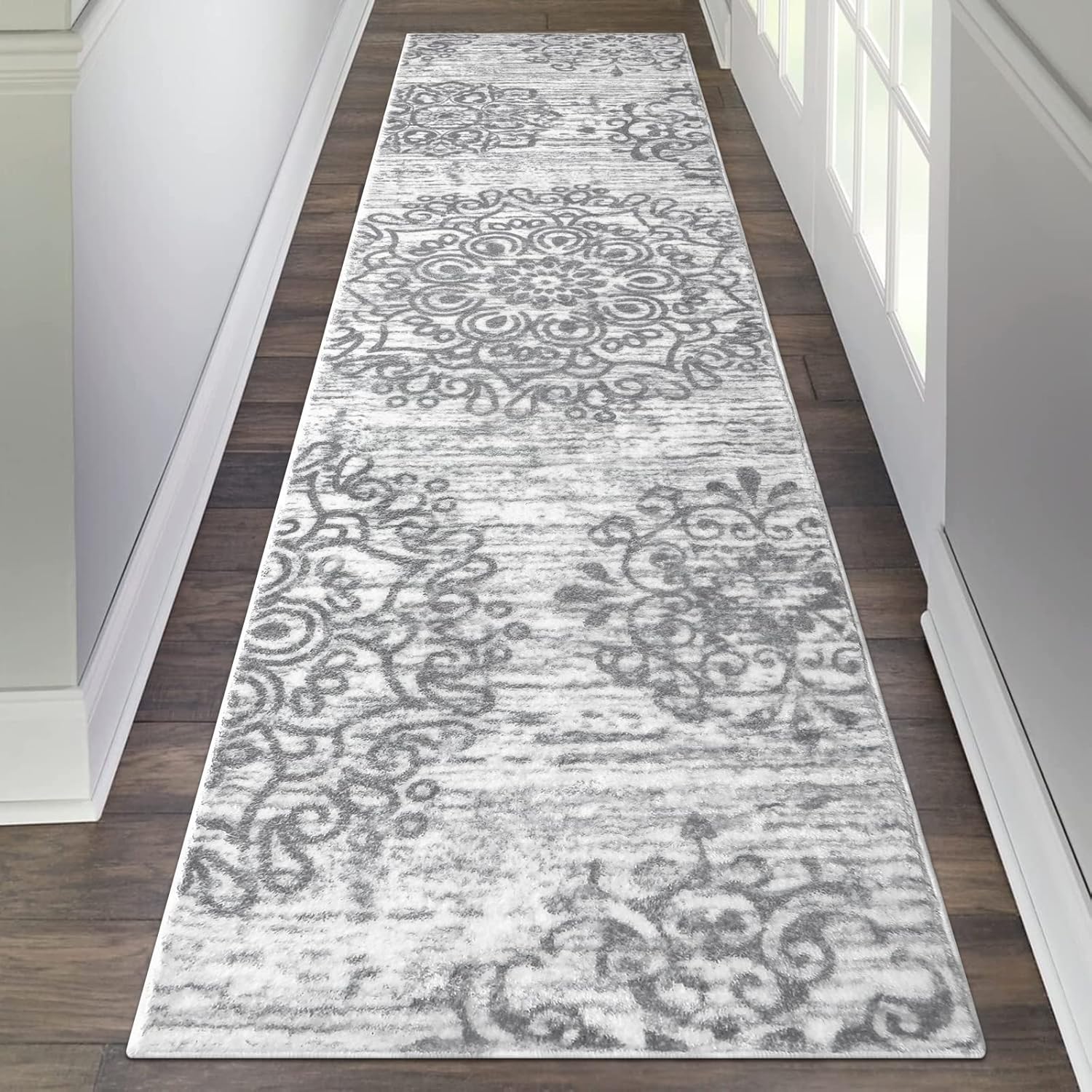HEBE Hallway Runner Rug 2'x8' Washable Vintage Distressed Area Rugs Non Slip Lau...