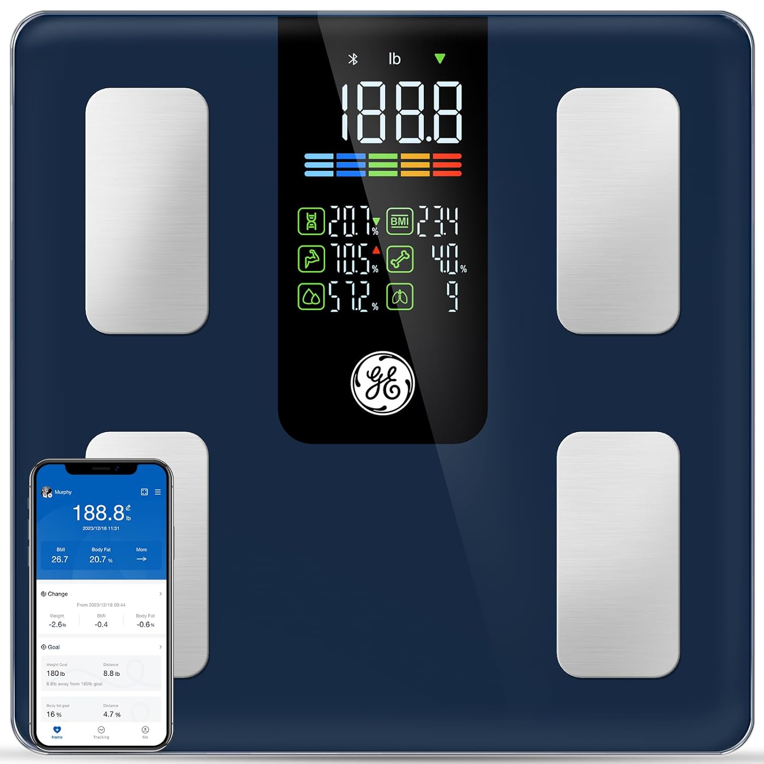 GE Scale for Body Weight Smart: Digital Bathroom Body Fat Scales for BMI Muscle...