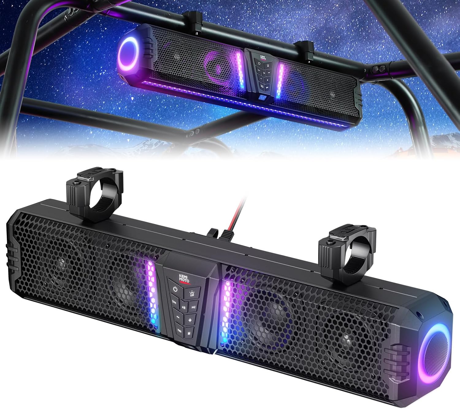 KEMIMOTO Midnight 60 26-inch UTV Sound Bar Waterproof IP66, 65Hz Deep Bass, APP...