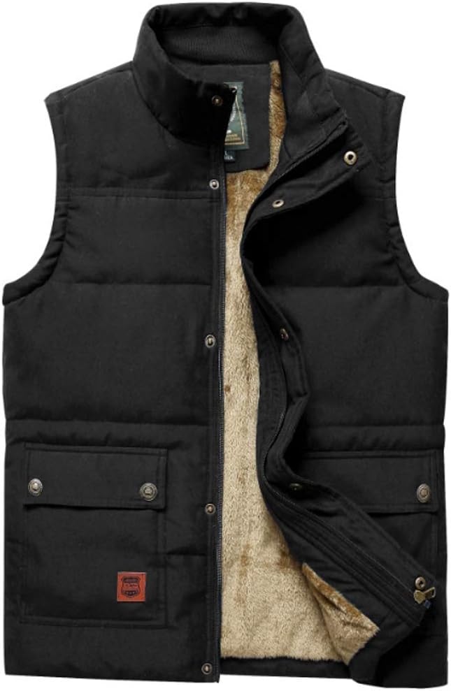 Vcansion Men's Outdoor Stand Collar Fleece Jacket Vest Casual Padded Vest Coats...