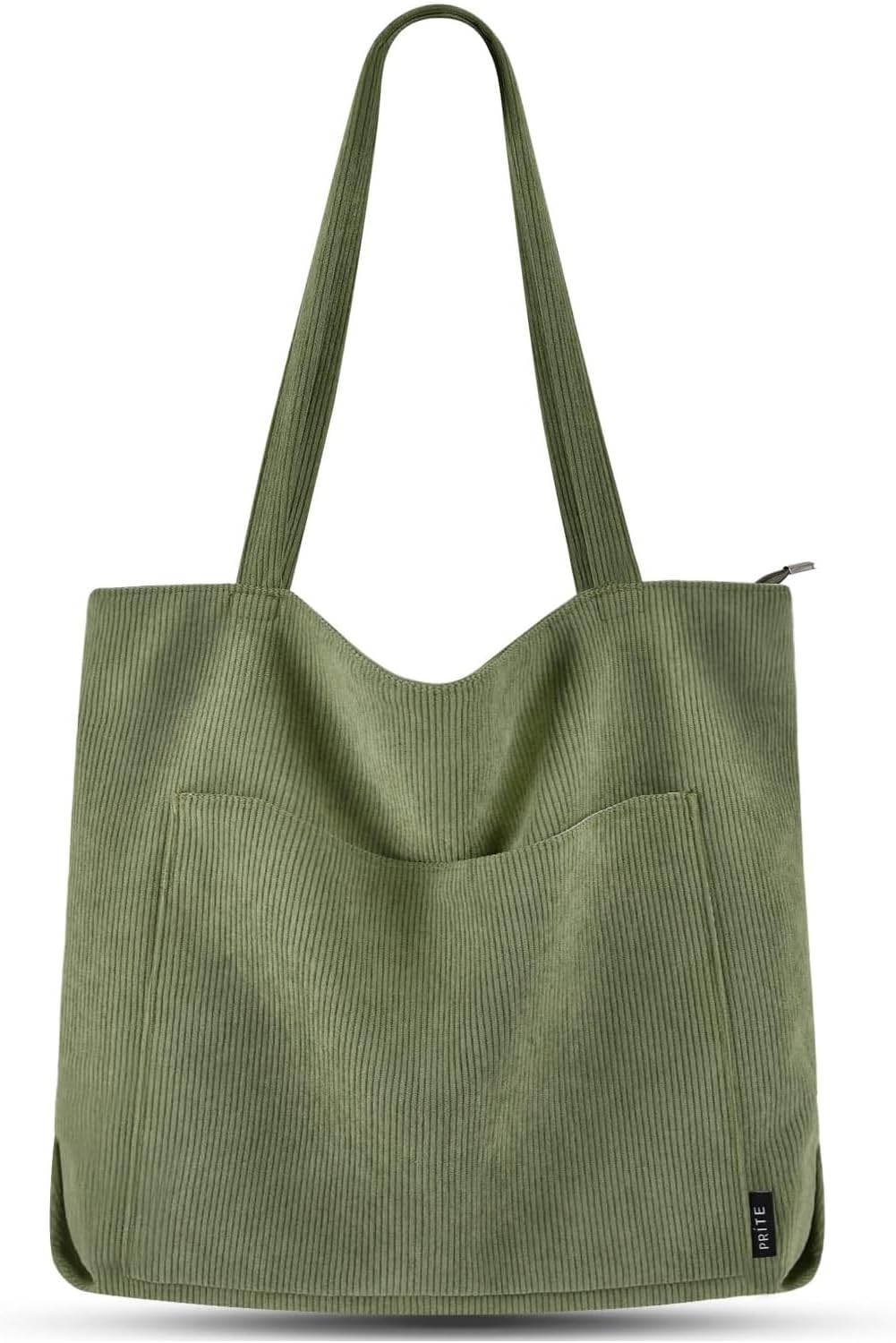 Prite Corduroy Tote Bag for Women Large Shoulder Bag with Zipper and Pockets for...