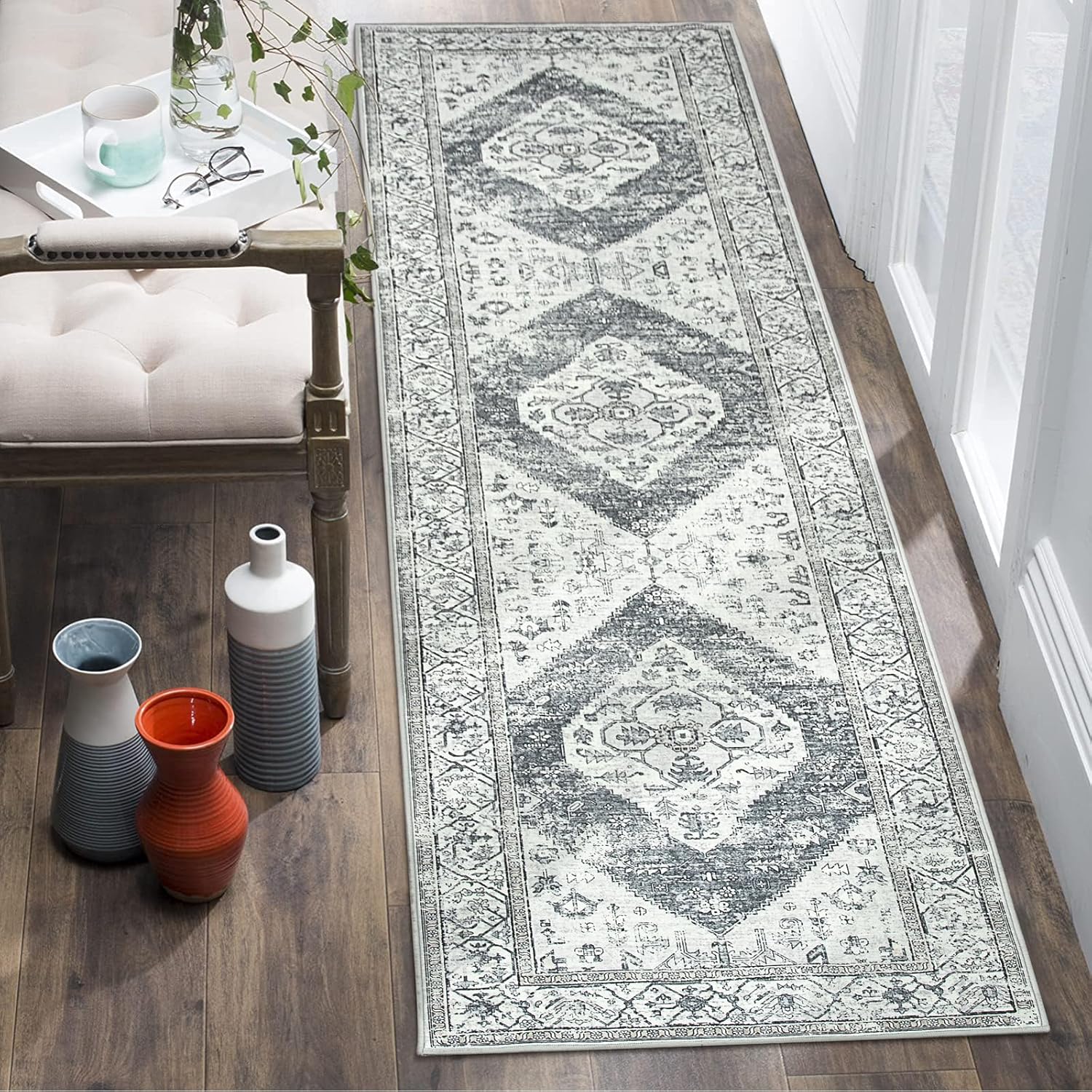 Lahome Boho Runner Rug for Hallway - 2x7 ‎Stain Resistant Non-Slip Kitchen Runne...