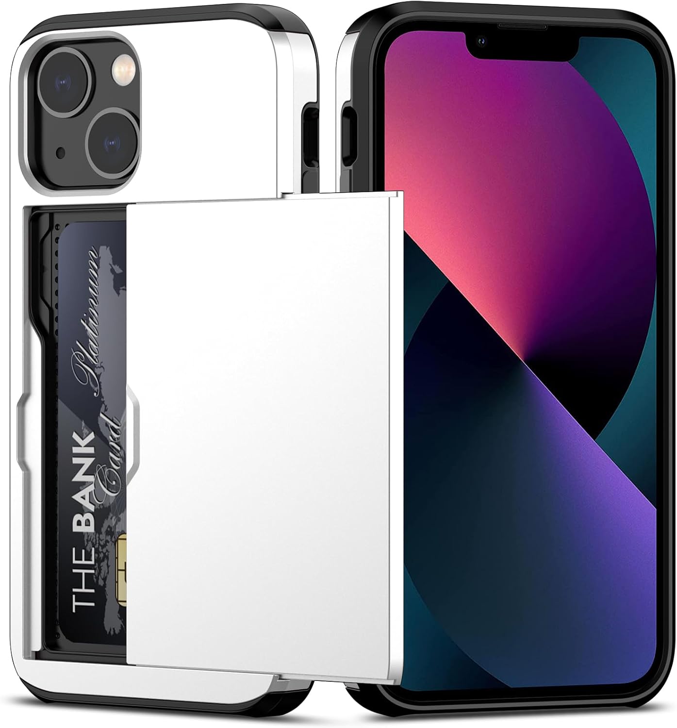 Nvollnoe for iPhone 13 Mini Case with Card Holder Heavy Duty Protective Dual Lay...