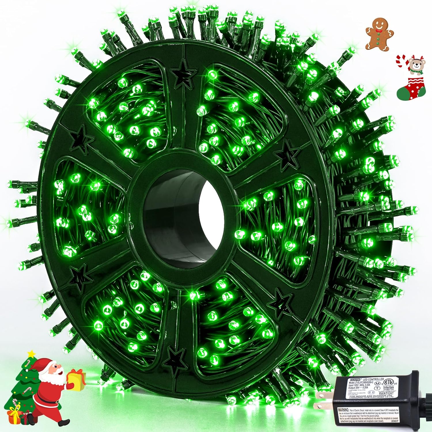 JMEXSUSS 500 LED Christmas String Lights Outdoor, 8 Modes Green Christmas Lights...