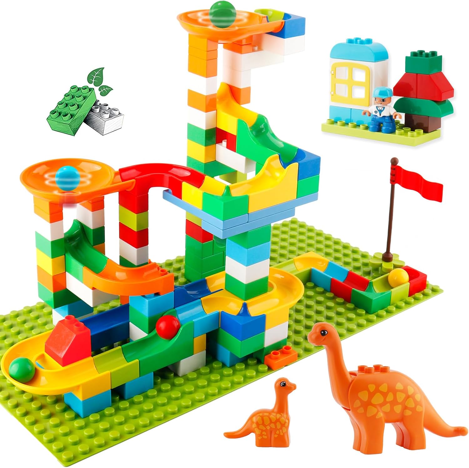 Marble Run Building Blocks, 145 PCS Classic Big Blocks STEM Toy Bricks Set Kids...