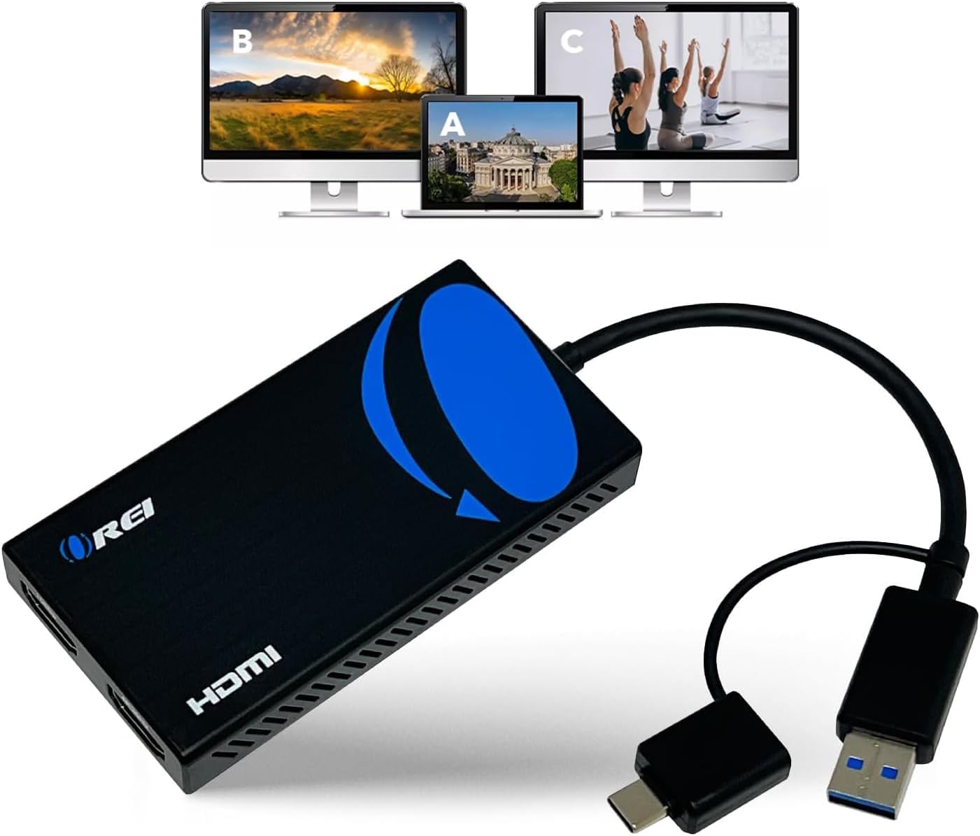 OREI SplitExtend HDMI Splitter Extended Display for Dual Monitor - Multi-Monitor...