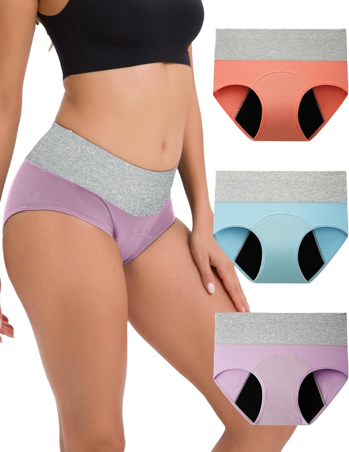 INNERSY Period Underwear for Women Leakproof High Waisted Menstrual Cotton Panti...