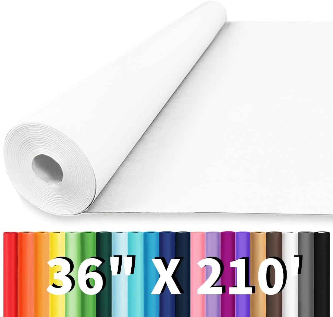 36" x 2520" (210') White Christmas Wrapping Paper Jumbo Rolls, White Kraft Paper...