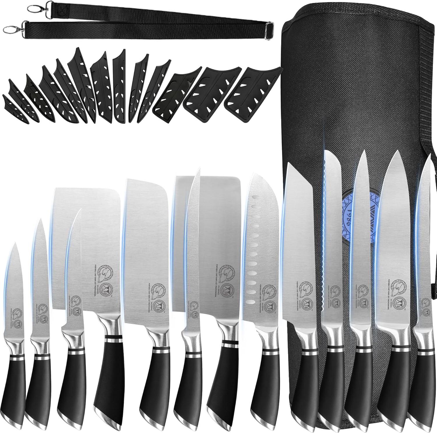 XYJ Knives Authentic Since 1986,Chef Knife Professional Set with Bag,Cleaver But...