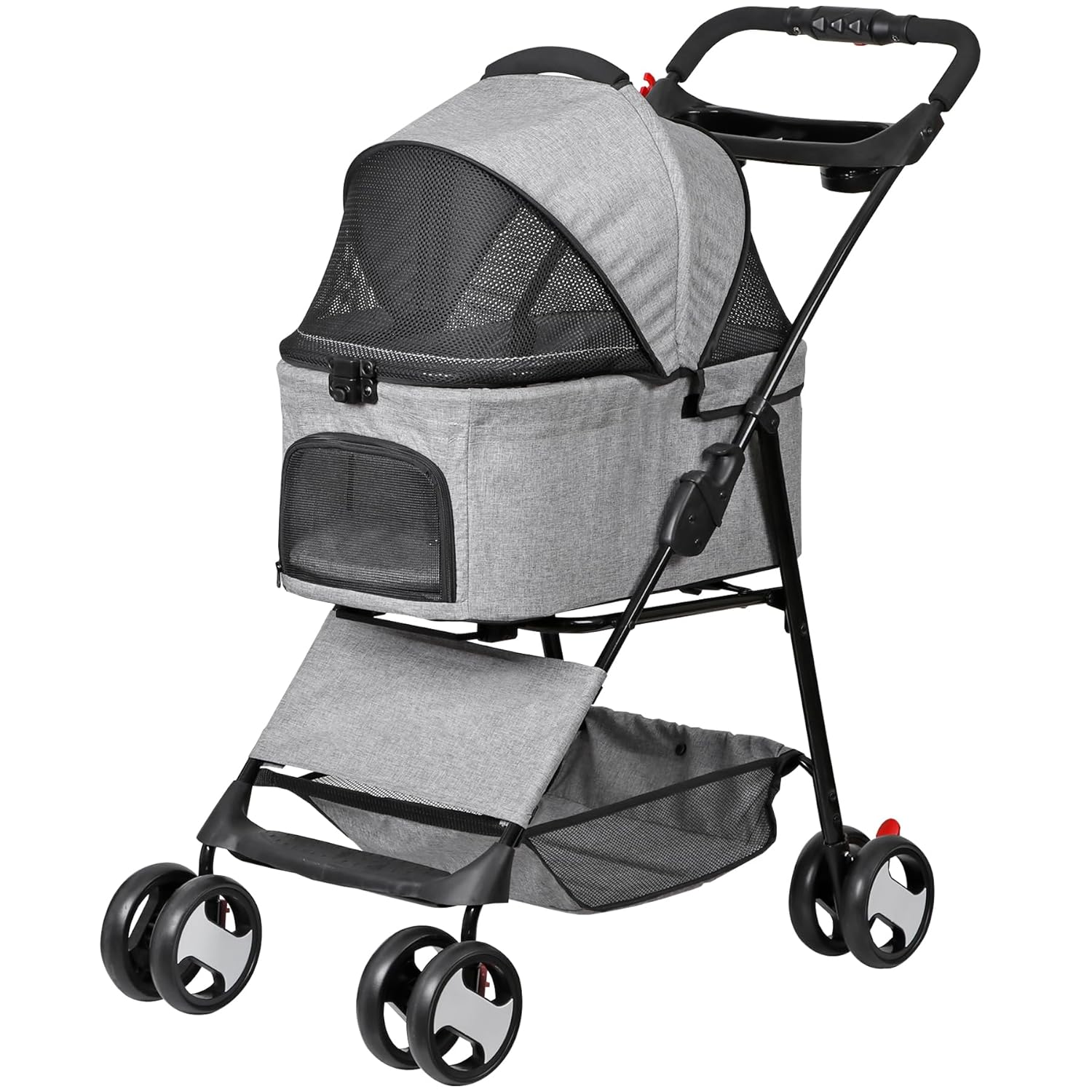 Pet Stroller 4 Wheels Dog Cat Stroller for Small Medium Dog Cats Carrier Jogger...