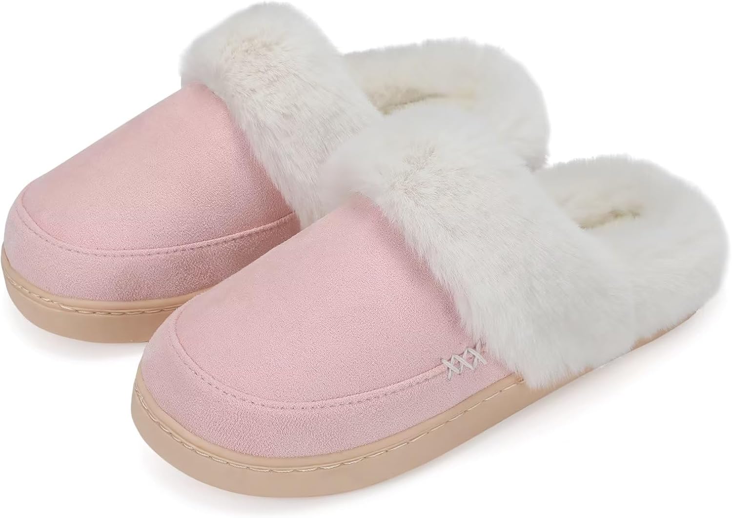 NineCiFun Women's and Men's Suede House Slippers Slip on Fuzzy Slippers with Fau...