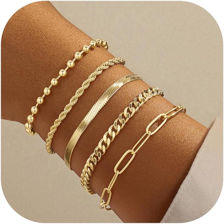 Gold Bracelets for Women,Dainty Bracelets Set for Women Trendy, Gold Bracelets S...
