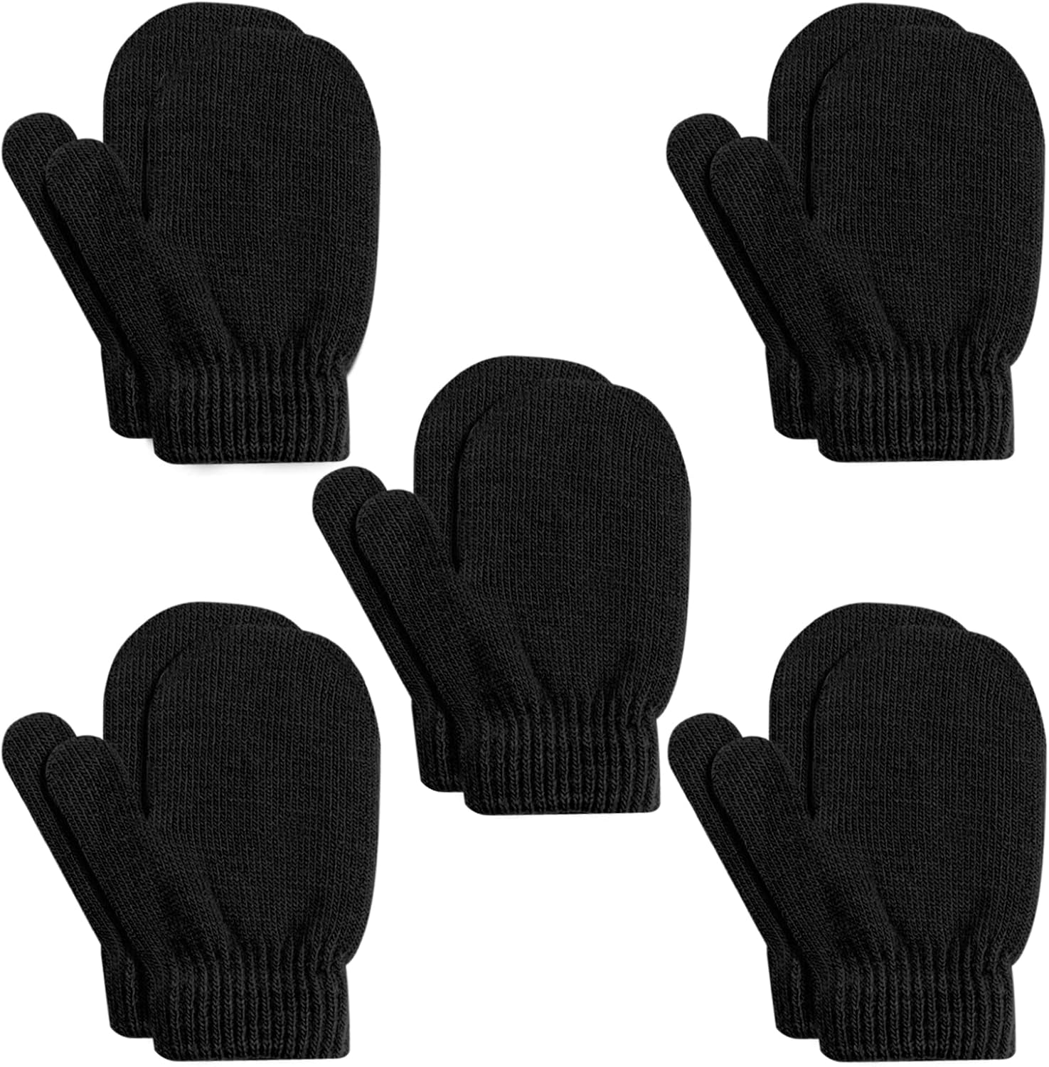 ONESING 5 Pair Toddler Mittens Black Baby Mittens Toddler Gloves Warm Newborn Mi...