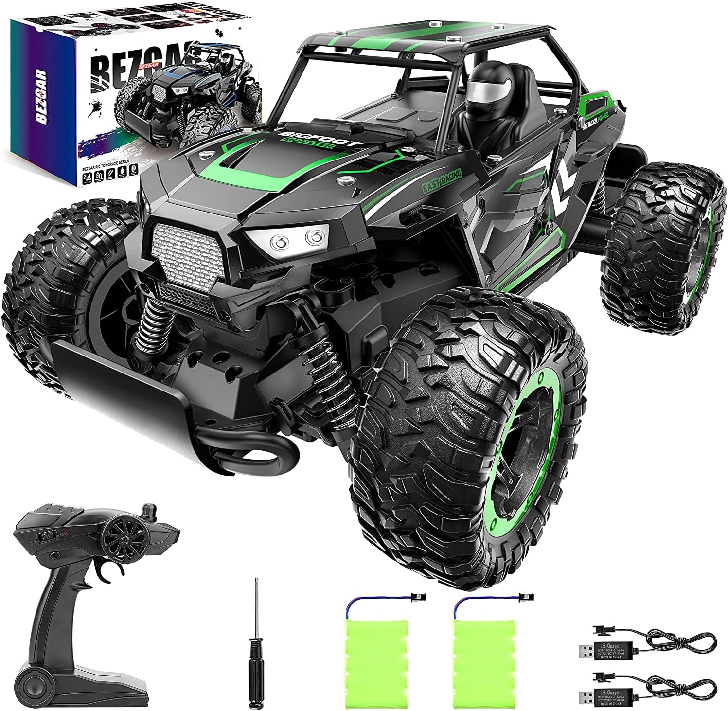 BEZGAR Remote Control Cars - 1:14 Scale RC Car, 2W...