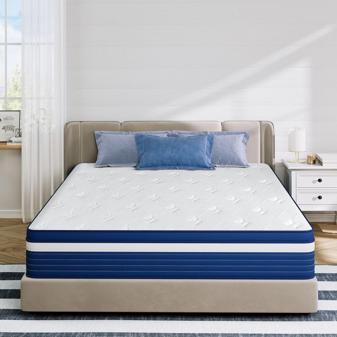 TXO Twin Mattress, 10 Inch Hybrid Mattress with Individual Pocketed Coil Springs...