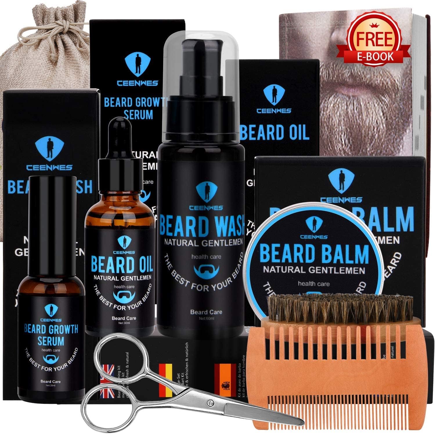 Beard Grooming Kit,Beard Kit with Beard Oil,Beard Growth Serum,Beard Wash, Beard...