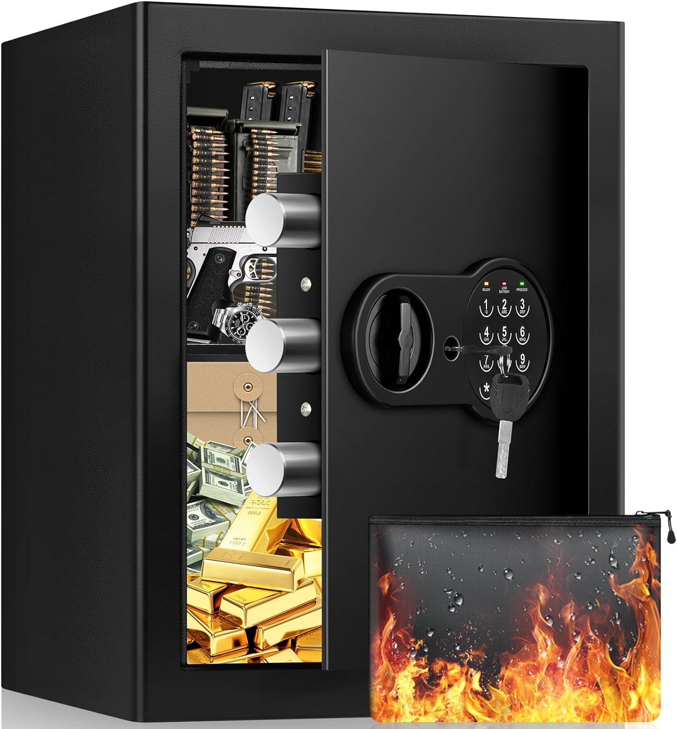 2.5 Cu ft Large Home Safe Fireproof Waterproof, Fireproof Safe Box with Fireproo...