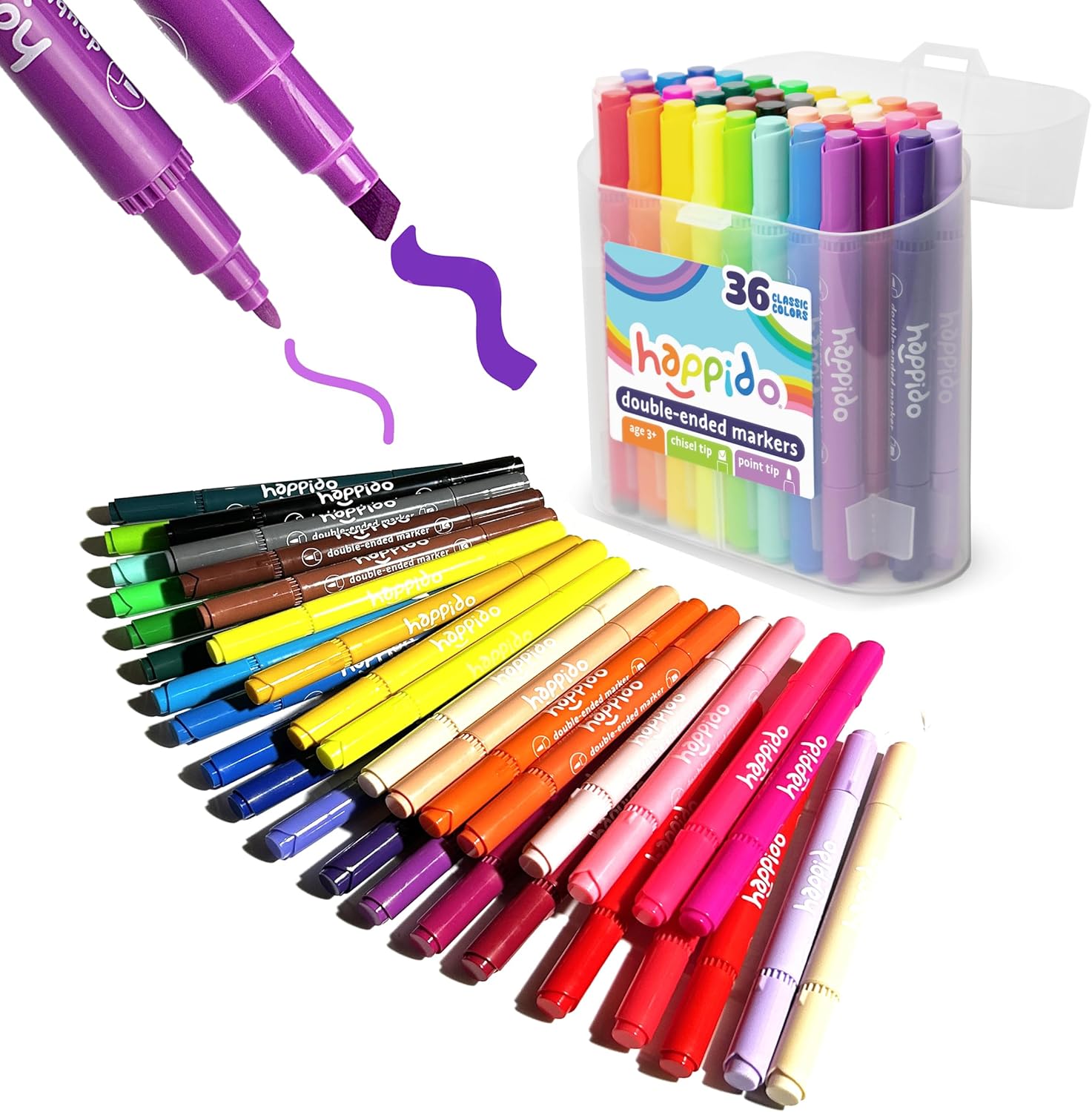 International Arrivals Double Sided Marker Sets for Kids Happido, Set of 36 Wate...