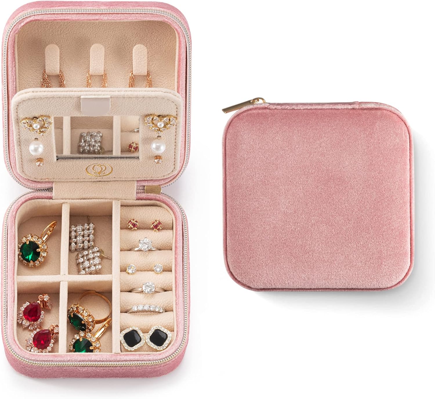 Plush Velvet Travel Jewelry Case, Travel Jewelry Organizer, Jewelry Travel Case,...