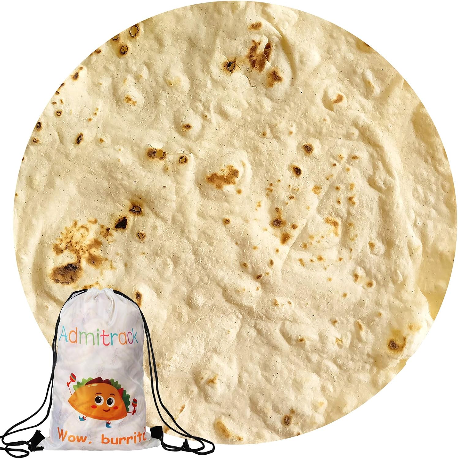Admitrack Tortilla Envelop Blanket,Burritos Round Envelop Blanket,Funny Food Rou...