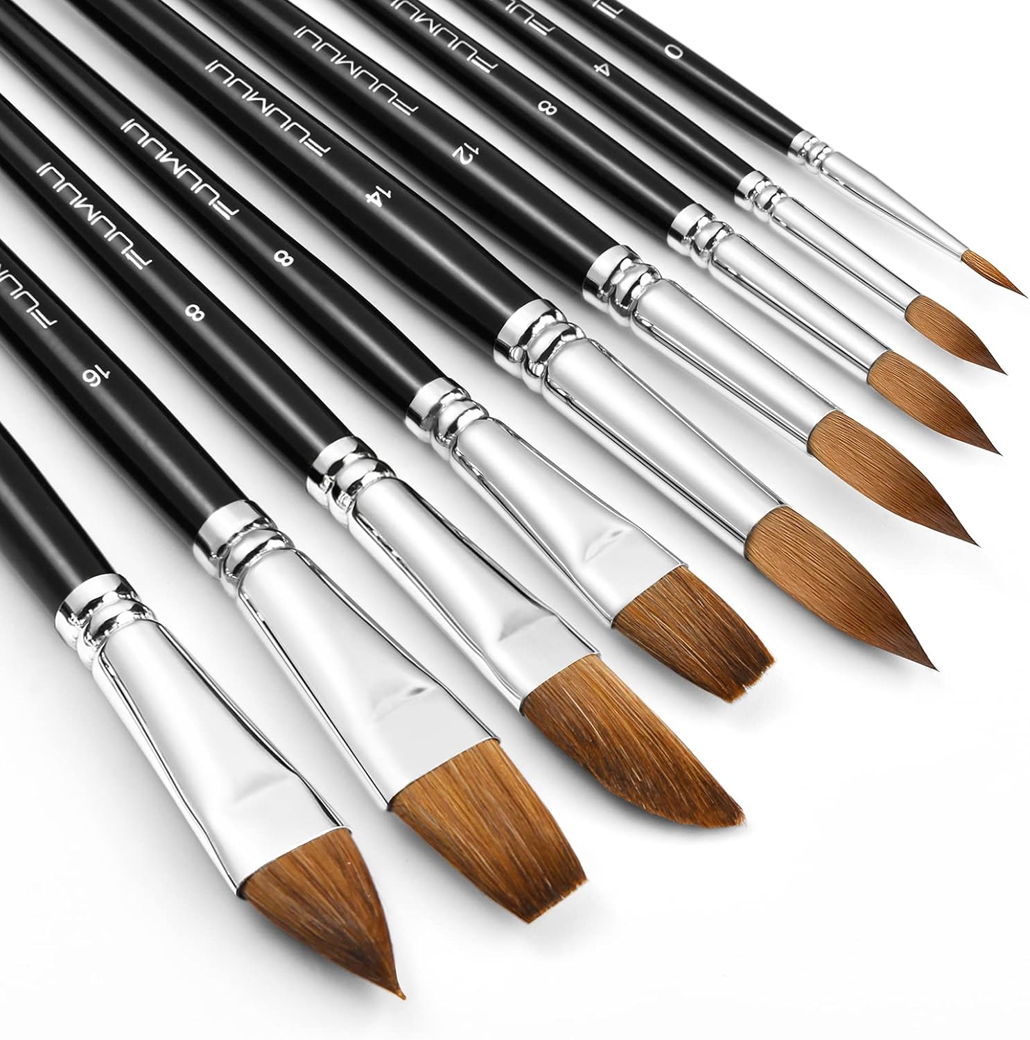 Kolinsky Watercolour Brushes Set-9pcs Professional Sable Hair Watercolour Brushe...