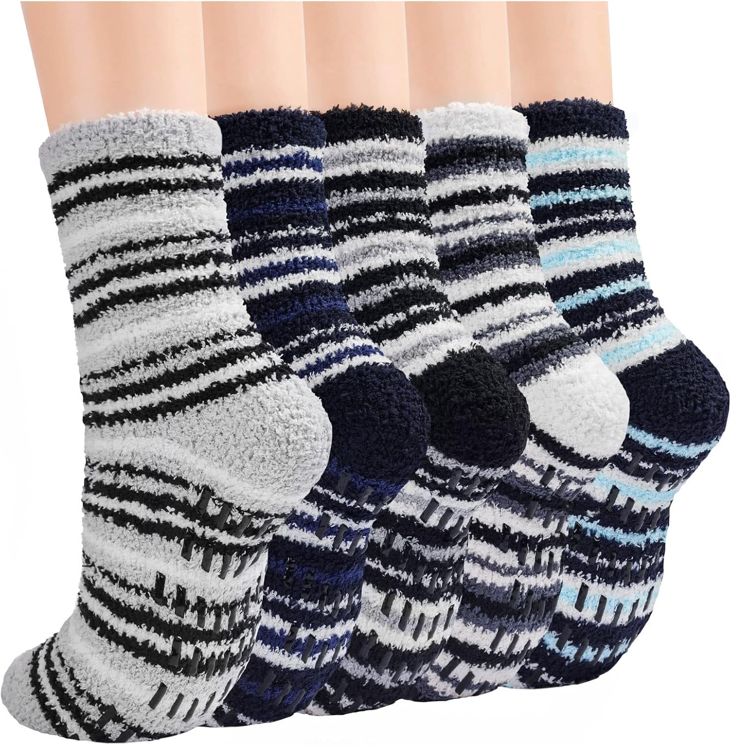 JaosWish Mens Slipper Fluffy Socks, 5 Pairs Bed Cosy Warm Thermal Socks for Men...