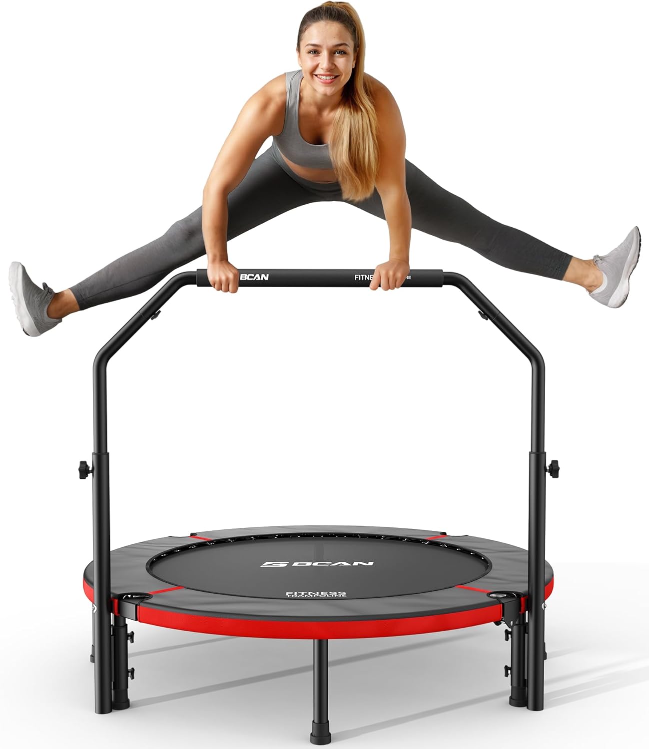 BCAN 40"/48" Foldable Mini Trampoline, Rebounder Trampoline for Adults, U/T Shap...
