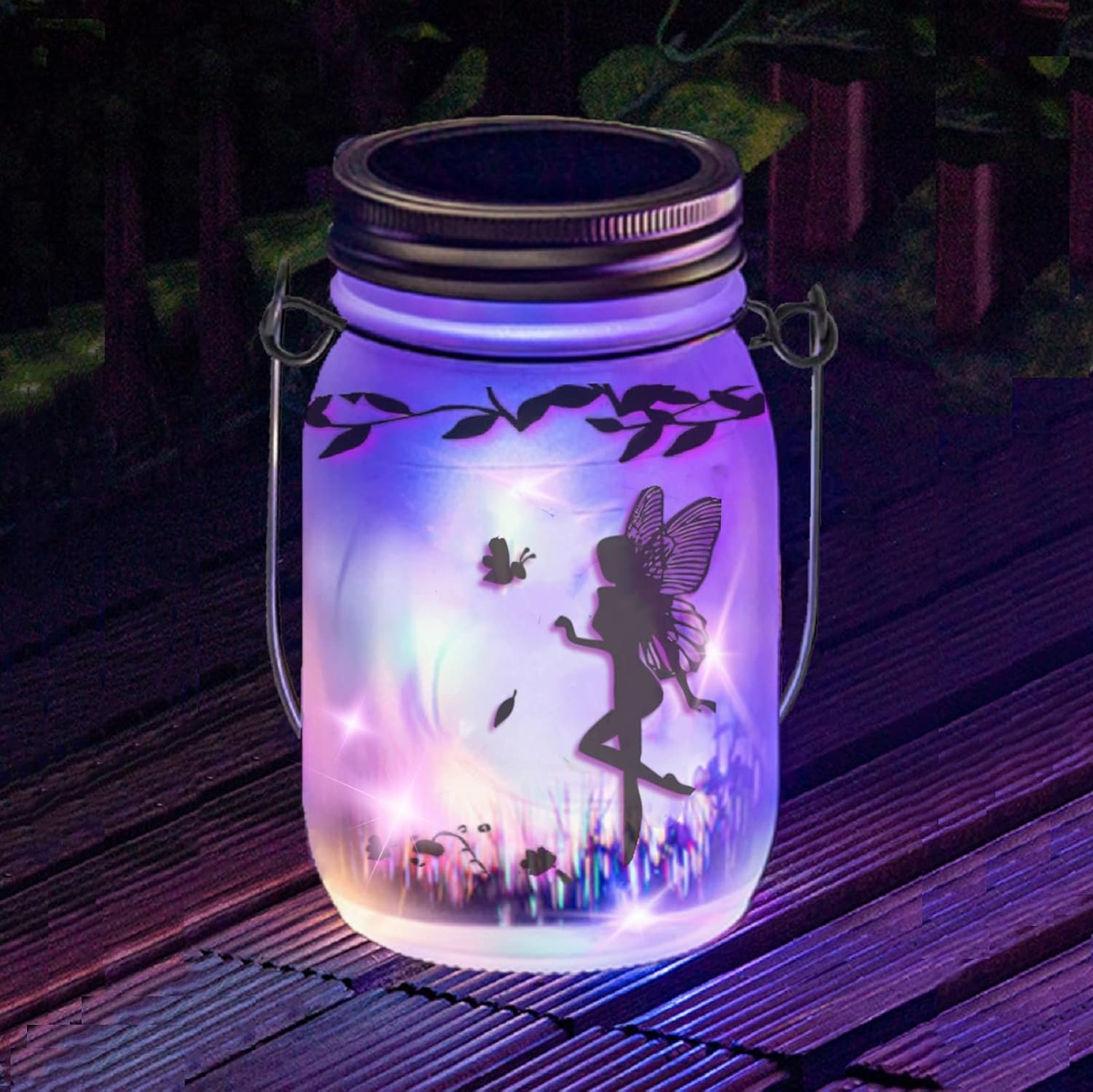 Solar Fairy Lantern Outdoor, Garden Ornaments Waterproof Hanging Frosted Glass S...