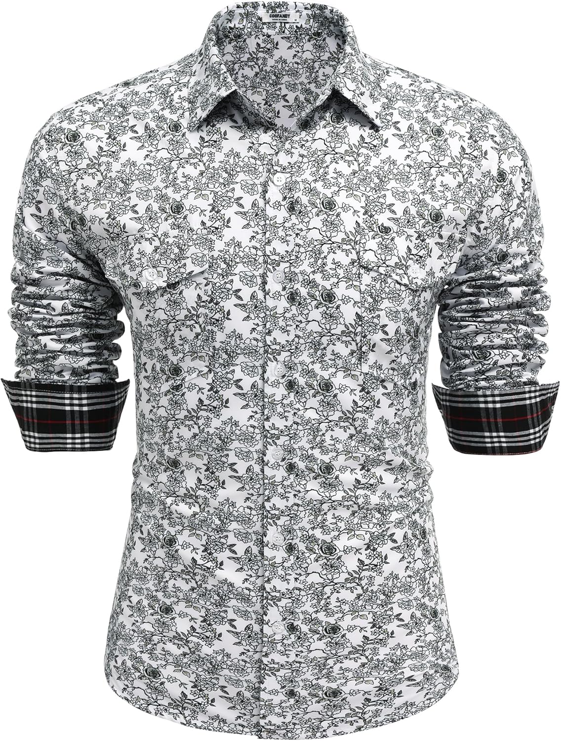 COOFANDY Mens Paisley Printed Shirts Casual Long Sleeve Button Down Shirts Flora...