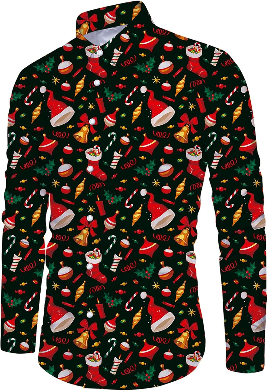 ALISISTER Mens Christmas Shirt 3D Funny Printed Long Sleeve Xmas Party Theme Dre...