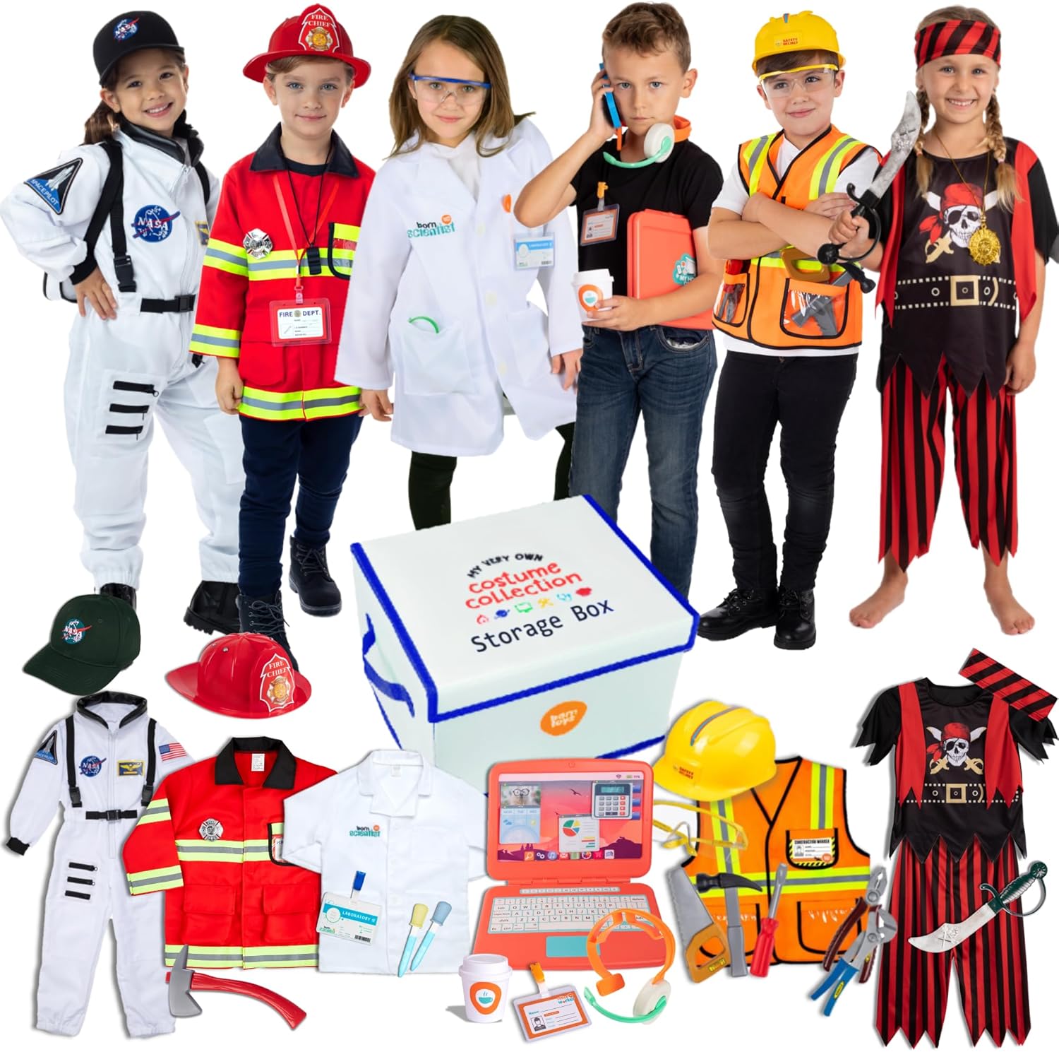 Born Toys Pretend Play Costumes for Kids Ages 3-7, Washable Toddler Dress Up Set...