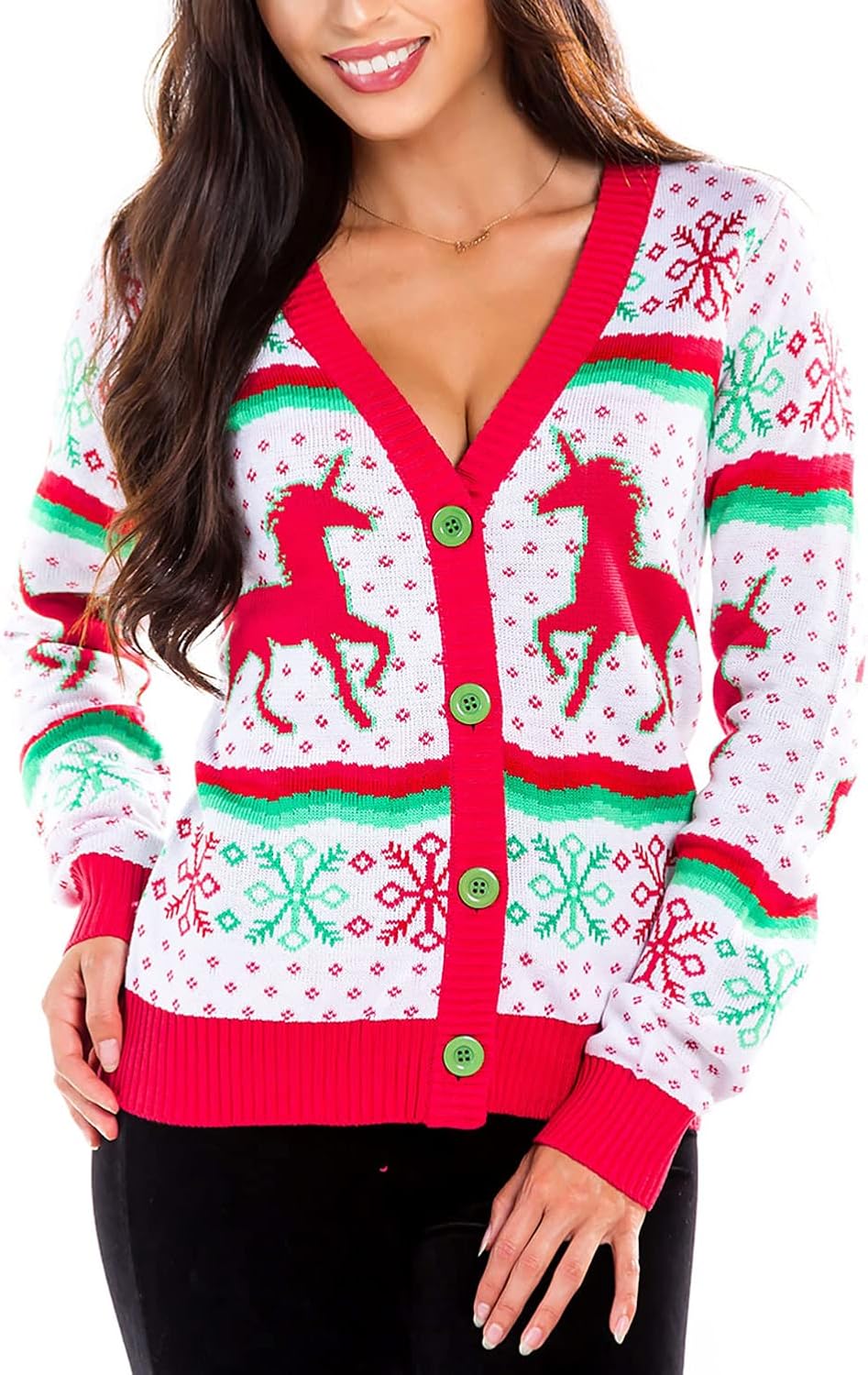 Tipsy Elves Classic Cute Cardigan Ugly Christmas Sweaters for Women with Fun Pat...